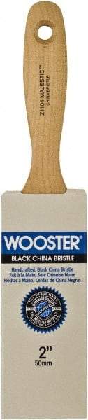 Wooster Brush - 2" Flat Hog Varnish Brush - 2-15/16" Bristle Length, 5-1/2" Maple Beavertail Handle - Exact Tool & Supply