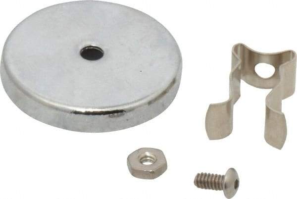 Mag-Mate - 7 Lb Max Pull Force, 7/8" Overall Height, 1.24" Diam, Ceramic Cup Magnet - Clamp Style, 3/8" Clamp Opening, Chrome Plated - Exact Tool & Supply