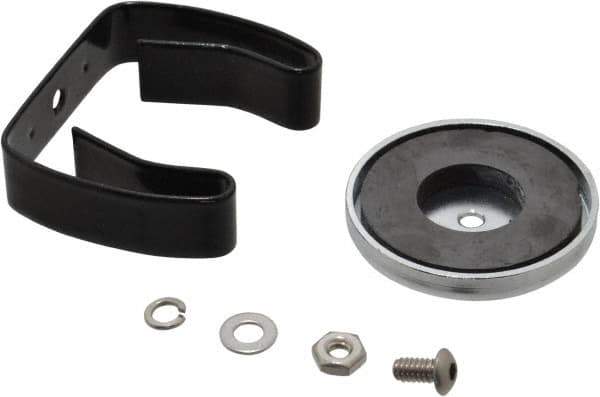 Mag-Mate - 19 Lb Max Pull Force, 2-5/16" Overall Height, 2.03" Diam, Ceramic Cup Magnet - Clamp Style, 2-1/2" Clamp Opening, Chrome Plated - Exact Tool & Supply