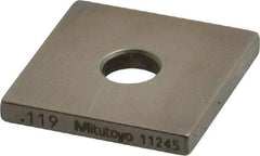 Mitutoyo - 0.119" Square Steel Gage Block - Accuracy Grade 0, Includes Certificate of Inspection - Exact Tool & Supply