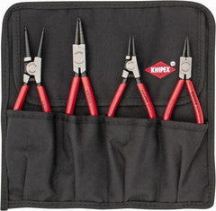 Knipex - 4 Piece, 1/2 to 2-1/2" Bore, 3/8 to 2-1/2" Shaft, Internal/External Retaining Ring Pliers Set - 0.053 to 0.07" Tip Diam Range - Exact Tool & Supply