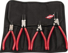 Knipex - 4 Piece, 5/16 to 2-1/2" Bore, 1/8 to 2-1/2" Shaft, Internal/External Retaining Ring Pliers Set - 0.035 to 0.07" Tip Diam Range - Exact Tool & Supply