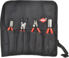 Knipex - 4 Piece, 5/16 to 2-1/2" Bore, 1/8 to 2-1/2" Shaft, Internal/External Retaining Ring Pliers Set - 0.035 to 0.07" Tip Diam Range - Exact Tool & Supply