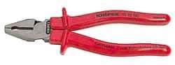 Knipex - 8" OAL, 1-1/2" Jaw Length x 1" Jaw Width, Side Cutting Pliers - Serrated Pipe Jaw, Flat Nose Head, Ergonomic Handles - Exact Tool & Supply