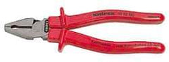 Knipex - 8" OAL, 1-1/2" Jaw Length x 1" Jaw Width, Side Cutting Pliers - Serrated Pipe Jaw, Flat Nose Head, Ergonomic Handles - Exact Tool & Supply
