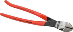 Knipex - 10" OAL, 9/64" Capacity, Diagonal Cutter - 1-1/8" Jaw Length x 1-1/8" Jaw Width, Oval Head, Plastic Coated Handle - Exact Tool & Supply