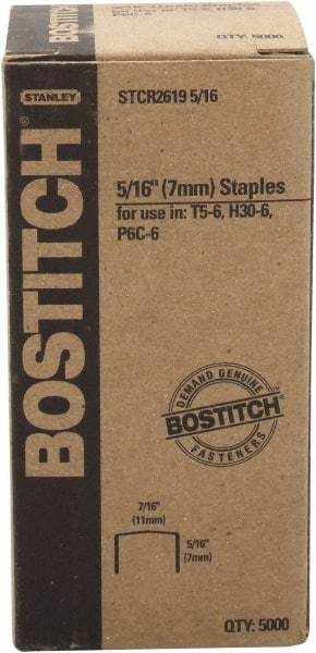 Stanley Bostitch - 1/4" Long x 7/16" Wide, 24 Gauge Crowned Construction Staple - Steel, Chisel Point - Exact Tool & Supply