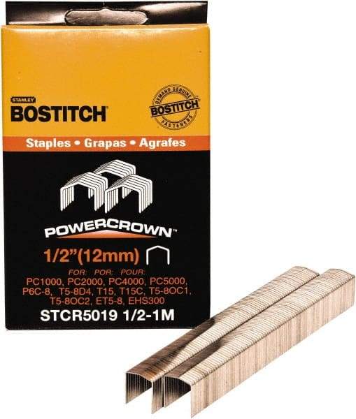 Stanley Bostitch - 1/2" Long x 7/16" Wide, 24 Gauge Crowned Construction Staple - Steel, Chisel Point - Exact Tool & Supply