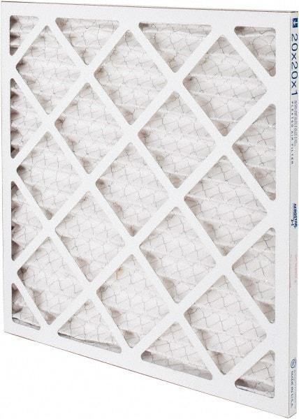 Made in USA - 20" Noml Height x 20" Noml Width x 1" Noml Depth, 35% Capture Efficiency, Wire-Backed Pleated Air Filter - MERV 8, Synthetic, Integrated Paperboard Frame, 300 Max FPM, 825 CFM, For Any Unit - Exact Tool & Supply