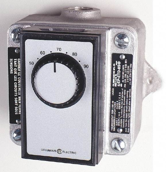 TPI - 50 to 90°F, Explosion Resistant, Hazardous Location Snap Action Thermostat - 125 to 277 Volts, Snap Acting Switch - Exact Tool & Supply