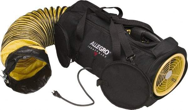 Allegro - 700 CFM, Electrical AC Axial Blower Kit - 8 Inch Inlet/Outlet, 0.25 HP, 115 Max Voltage Rating, 2 Speed - Exact Tool & Supply
