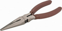 Paramount - 6" OAL, 2-5/64" Jaw Length x 3/4" Jaw Width, Long Nose Side Cutting Pliers - Serrated Jaw, Standard Head, Plastic Dipped Handles - Exact Tool & Supply