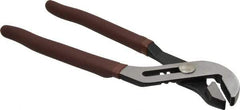 Paramount - 10" OAL, 2" Max Capacity, 2" Jaw Length, 7 Position Gooseneck Tongue & Groove Pliers - Serrated Straight Jaws, Standard Head, Plastic Dipped Handles - Exact Tool & Supply