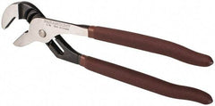 Paramount - 12" OAL, 2-1/4" Max Capacity, 2-1/4" Jaw Length, 7 Position Gooseneck Tongue & Groove Pliers - Serrated Straight Jaws, Standard Head, Plastic Dipped Handles - Exact Tool & Supply