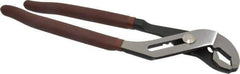 Paramount - 12" OAL, 2-1/4" Max Capacity, 2-1/4" Jaw Length, 7 Position Curved Jaw Tongue & Groove Pliers - Serrated V-Jaws, Curved Head, Plastic Dipped Handles - Exact Tool & Supply