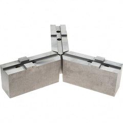 Abbott Workholding Products - Tongue & Groove Attachment, Square Soft Lathe Chuck Jaw - 3 Jaws, Steel, 2.3622" Btw Mount Hole Ctrs, 8-1/4" Long x 2-1/2" Wide x 4" High, 0.7087" Groove, 0.6299" & 16mm Fastener - Exact Tool & Supply
