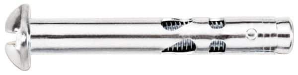 Powers Fasteners - 1/4" Diam, 1/4" Drill, 1-1/8" OAL, Sleeve Concrete Anchor - 1018 Steel, Round Head, Combination Slotted/Phillips Drive - Exact Tool & Supply