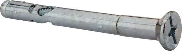 Powers Fasteners - 3/8" Diam, 3/8" Drill, 4" OAL, Sleeve Concrete Anchor - 1018 Steel, Flat Head, Combination Slotted/Phillips Drive - Exact Tool & Supply