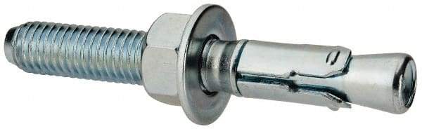 Powers Fasteners - 1/2" Diam, 1/2" Drill, 3-3/4" OAL, Wedge Expansion Concrete Anchor - 1018 Steel, Zinc-Plated Finish, Hex Nut Head, Hex Drive, 2" Thread Length - Exact Tool & Supply