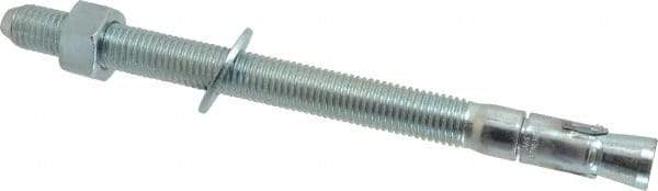 Powers Fasteners - 3/4" Diam, 3/4" Drill, 10" OAL, 1-1/2" Min Embedment Wedge Expansion Concrete Anchor - 1018 Steel, Zinc-Plated Finish, Hex Nut Head, Hex Drive, 7-1/2" Thread Length - Exact Tool & Supply