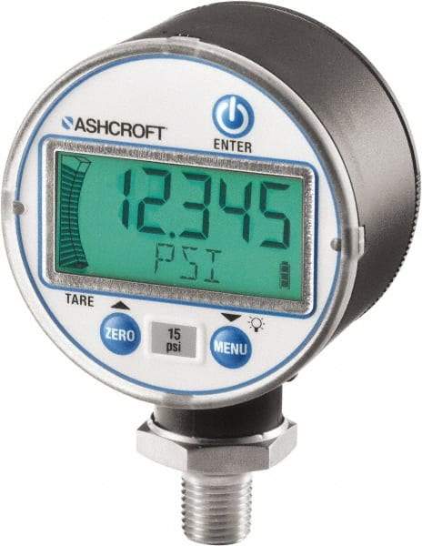 Ashcroft - 2-1/2" Dial, 1/4 Thread, 0-100 Scale Range, Pressure Gauge - Lower Connection Mount, Accurate to ±0.5% of Scale - Exact Tool & Supply