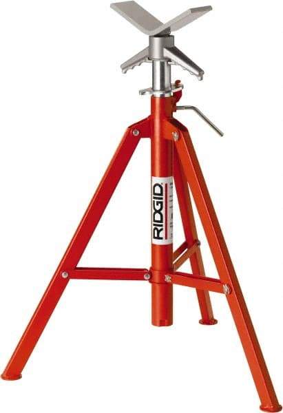 Ridgid - 1" to 12" Pipe Capacity, Portable Folding V-Head Stand - 28" to 52" High, 2,500 Lb Capacity - Exact Tool & Supply