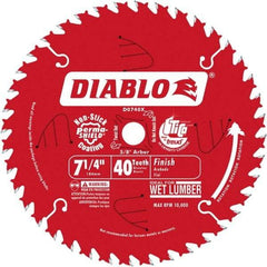 Freud - 7-1/4" Diam, 5/8" Arbor Hole Diam, 40 Tooth Wet & Dry Cut Saw Blade - Carbide-Tipped, Standard Round Arbor - Exact Tool & Supply