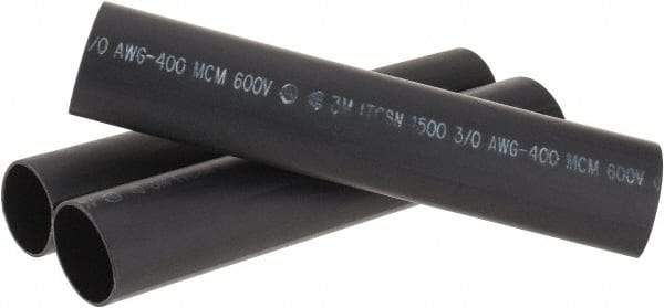 3M - 9" Long, 4:1, Polyolefin Heat Shrink Electrical Tubing - Black - Exact Tool & Supply