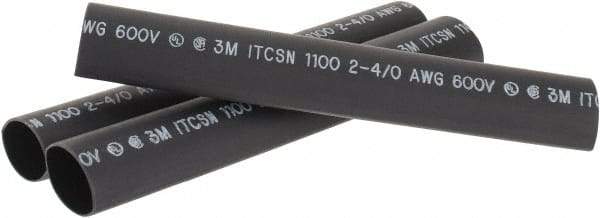 3M - 9" Long, 4:1, Polyolefin Heat Shrink Electrical Tubing - Black - Exact Tool & Supply