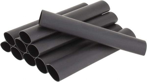 3M - 6" Long, 3:1, Polyolefin Heat Shrink Electrical Tubing - Black - Exact Tool & Supply