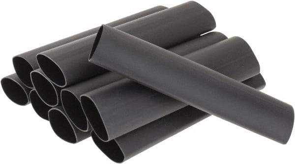 3M - 6" Long, 3:1, Polyolefin Heat Shrink Electrical Tubing - Black - Exact Tool & Supply