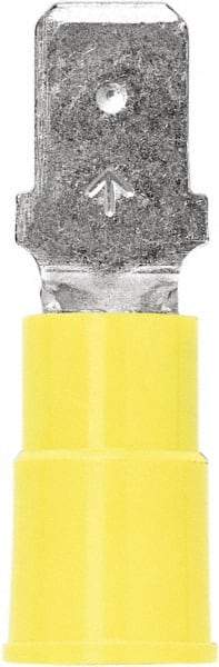 3M - 12 to 10 AWG, Vinyl, Partially Insulated, Male Wire Disconnect - 1/4 Inch Wide Tab, Yellow, RoHS 2011/65/EU Compliant - Exact Tool & Supply