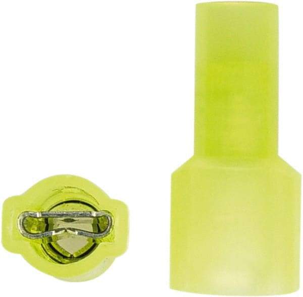 3M - 12 to 10 AWG, Vinyl, Partially Insulated, Female Wire Disconnect - 1/4 Inch Wide Tab, Yellow, RoHS 2011/65/EU Compliant - Exact Tool & Supply