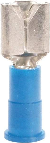 3M - 16 to 14 AWG, Vinyl, Partially Insulated, Female Wire Disconnect - 1/4 Inch Wide Tab, Blue, RoHS 2011/65/EU Compliant - Exact Tool & Supply