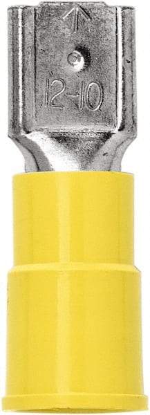 3M - 12 to 10 AWG, Vinyl, Partially Insulated, Female Wire Disconnect - 1/4 Inch Wide Tab, Yellow, RoHS 2011/65/EU Compliant - Exact Tool & Supply