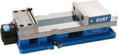 Kurt - 6" Jaw Width, 9" Jaw Opening Capacity, Horizontal Stationary Machine Vise - Hydraulic Operation, 1 Station, 20.568" Long x 4.86" High x 1-47/64" Deep, 1.735" Jaw Height, 12,600 Lb Max Clamp Force, Ductile Iron - Exact Tool & Supply
