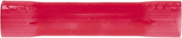 3M - 22 to 18 AWG Compatible, Vinyl Fully Insulated, Crimp-On Butt Splice Terminal - 2 Wire Entries, 1" OAL, Red - Exact Tool & Supply