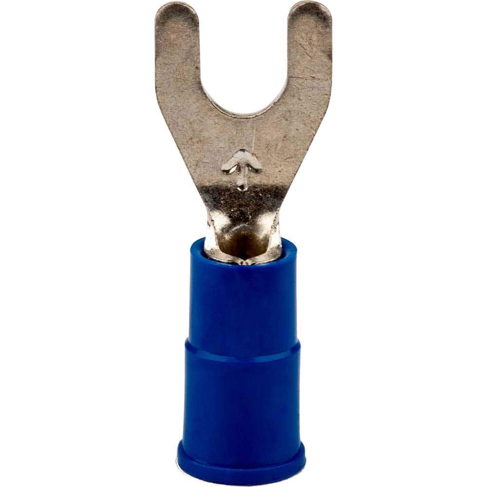 3M - #8 Stud, 16 to 14 AWG Compatible, Partially Insulated, Crimp Connection, Standard Fork Terminal - Exact Tool & Supply