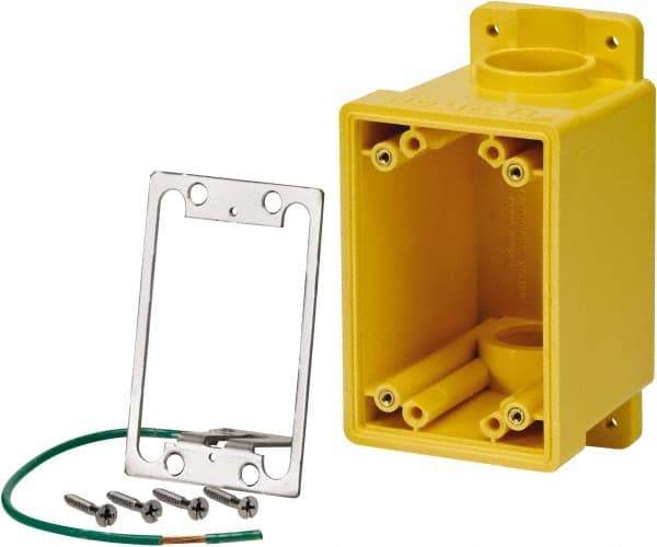 Leviton - 1 Gang, (2) 1" Knockouts, PVC Rectangle Outlet Box - 152.4mm Overall Height x 79.4mm Overall Width x 88.9mm Overall Depth - Exact Tool & Supply