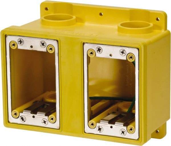 Leviton - 2 Gang, (4) 1" Knockouts, PVC Rectangle Outlet Box - 177.8mm Overall Height x 7" Overall Width x 3-1/2" Overall Depth - Exact Tool & Supply