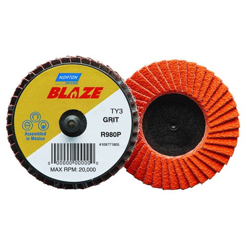 2″ Blaze Plastic Flat Mini Flap Disc TR (Type III) Type 27 36 Grit R980P Premium Ceramic Alumina - Exact Tool & Supply