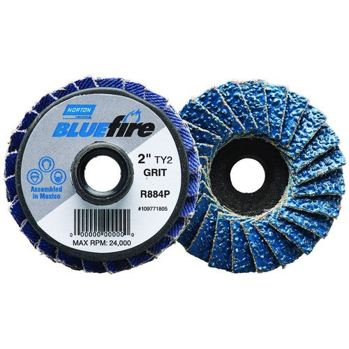 2″ BlueFire Plastic Flat Mini Flap Disc TS (Type II) Type 27 P40 Grit R884P1 Zirconia Alumina - Exact Tool & Supply