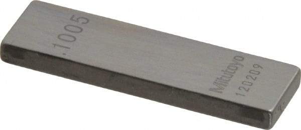 Mitutoyo - 0.1005" Rectangular Steel Gage Block - Accuracy Grade AS-1, Includes Certificate of Inspection - Exact Tool & Supply