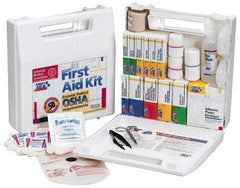 First Aid Only - 62 Piece, 10 Person, Full First Aid Kit - 9" Wide x 2-1/2" Deep x 8-3/8" High, Plastic Case - Exact Tool & Supply