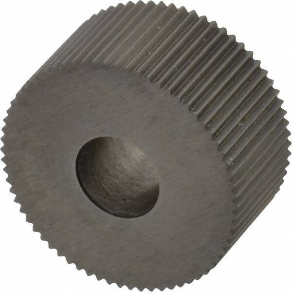 Made in USA - 3/4" Diam, 90° Tooth Angle, 29 TPI, Standard (Shape), Form Type High Speed Steel Straight Knurl Wheel - 3/8" Face Width, 1/4" Hole, Circular Pitch, Series KP - Exact Tool & Supply