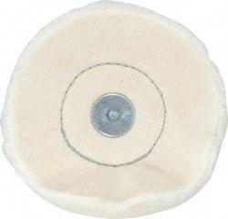 Made in USA - 4" Diam x 1/2" Thick, Loose Sewn Mounted Buffing Wheel - 40 Ply, 1/4" Shank Diam - Exact Tool & Supply