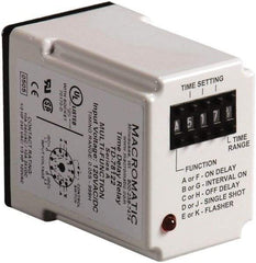 Macromatic - 11 Pin, 999 hr Delay, Multiple Range DPDT Time Delay Relay - 10 Contact Amp, 240 VAC, Pushbutton Thumbwheel - Exact Tool & Supply