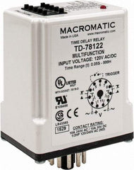 Macromatic - 11 Pin, 999 hr Delay, Multiple Range DPDT Time Delay Relay - 10 Contact Amp, 120 VAC/VDC, Pushbutton Thumbwheel - Exact Tool & Supply