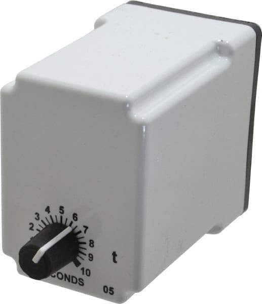 Macromatic - 8 Pin, Multiple Range DPDT Time Delay Relay - 10 Contact Amp, 120 VAC/VDC, Knob - Exact Tool & Supply