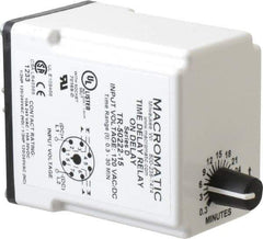 Macromatic - 8 Pin, 0.3 to 30 min Delay, Multiple Range DPDT Time Delay Relay - 10 Contact Amp, 120 VAC/VDC, Knob - Exact Tool & Supply